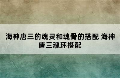 海神唐三的魂灵和魂骨的搭配 海神唐三魂环搭配